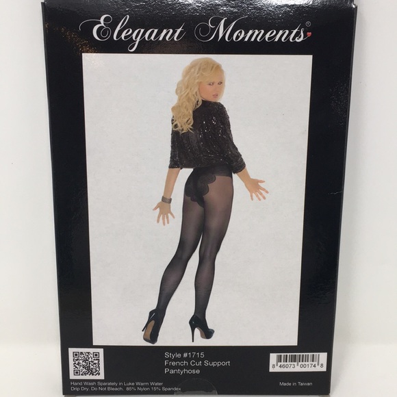 ELEGANT MOMENTS FRENCH CUT PANTYHOSE BLACK - Picture 2 of 3
